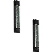 Loops 2 PACK IP44 Outdoor Wall Light Black Long Bubble Glass 3.3W LED Porch Lamp