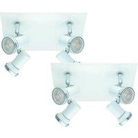 Loops 2 PACK Wall Flush Ceiling Light IP44 Bathroom Colour White Chrome GU10 4x3.3W