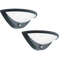 Loops 2 PACK IP44 Outdoor Wall Light & PIR Sensor Anthracite Aluminium 9.3W LED