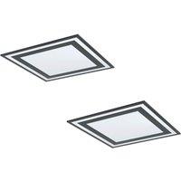 Loops 2 PACK Wall / Ceiling Light Black Modern 595mm Square Slim Panel 36W LED