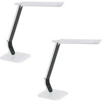 Loops 2 PACK Table Desk Lamp White Steel Black Plastic Touch On/Off LED 6W Included
