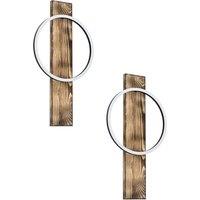 Loops 2 PACK Wall Light Colour Black Brown Rustic Shade White Plastic Bulb LED 1x12W