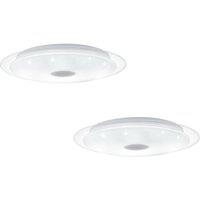 Loops 2 PACK Wall Flush Ceiling Light White Shade White Chrome Crystal Effect LED 36W