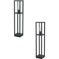 Loops 2 PACK IP44 Outdoor Bollard Light Black Cast Aluminium Box 40W E27 Tall Post