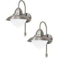 Loops 2 PACK IP44 Outdoor Offset Wall Light & PIR Sensor Stainless Steel 60W E27 in Metallics