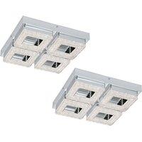 Loops 2 PACK Wall Flush Ceiling Light Chrome Shade Chrome Clear Crystal LED 4x4W