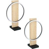 Loops 2 PACK Table Lamp Colour Black Brown Shade White Plastic LED 1x12W Included