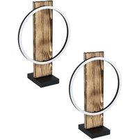 Loops 2 PACK Table Lamp Colour Black Brown Rustic Shade White Plastic Bulb LED 1x12W