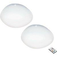 Loops 2 PACK Flush Ceiling Light White Shade White Plastic With Crystal Effect LED 34W