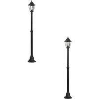 Loops 2 PACK IP44 Outdoor Bollard Light Black & Silver Lantern 2000mm Post 60W E27