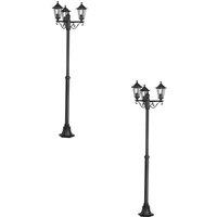 Loops 2 PACK IP44 Outdoor Bollard Light Black Cast Aluminium 3 Arm 60W E27 Post