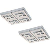 Loops 2 PACK Wall Flush Ceiling Light Chrome Shade Chrome Clear Plastic Crystal LED