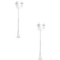 Loops 2 PACK IP44 Outdoor Bollard Light White Aluminium Lantern 3 Arm 60W E27 Post