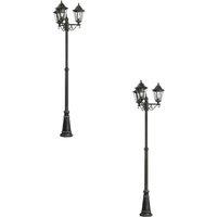 Loops 2 PACK IP44 Outdoor Bollard Light Black & Silver Patina Aluminium 3x 60W E27