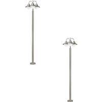 Loops 2 PACK IP44 Outdoor Bollard Light Stainless Steel 60W E27 Driveway Lamp Post in Metallics