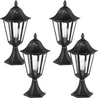Loops 4 PACK IP44 Outdoor Pedestal Light Black & Silver Patina Lantern 1x 60W E27