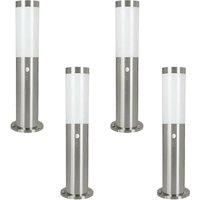 Loops 4 PACK IP44 Outdoor Bollard Light & PIR Sensor Stainless Steel 450mm Lamp Post in Metallics