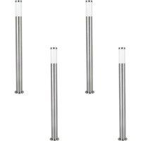 Loops 4 PACK IP44 Outdoor Bollard Light Stainless Steel 12W E27 1100mm Driveway Post in Metallics