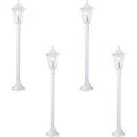 Loops 4 PACK IP44 Outdoor Bollard Light White Aluminium Lantern 60W E27 Lamp Post