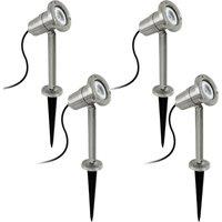Loops 4 PACK IP54 Outdoor Bollard Light Stainless Steel 5W GU10 Driveway Lamp Post in Metallics
