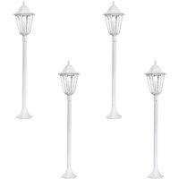 Loops 4 PACK IP44 Outdoor Bollard Light White Aluminium Lantern 60W E27 Tall Lamp Post
