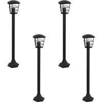 Loops 4 PACK IP44 Outdoor Bollard Light Black Lantern 1x 60W E27 Bulb Lamp Post