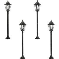 Loops 4 PACK IP44 Outdoor Bollard Light Black & Silver Lantern 1200mm Post 60W E27