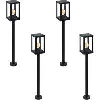Loops 4 PACK IP44 Outdoor Bollard Light Black Zinc Plated Steel 1x 60W E27 Post