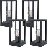 Loops 4 PACK IP44 Outdoor Bollard Light Black Cast Aluminium Box 40W E27 Lamp Post