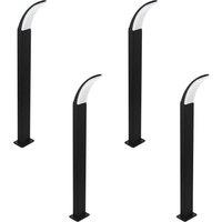 Loops 4 PACK IP44 Outdoor Bollard Light Black Aluminium 11W LED Lamp Post