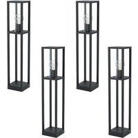 Loops 4 PACK IP44 Outdoor Bollard Light Black Cast Aluminium Box 40W E27 Tall Post