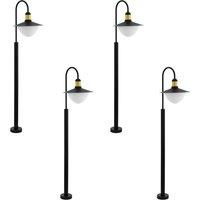 Loops 4 PACK IP44 Outdoor Bollard Light Black & Gold Curved Arm Post 1x 60W E27