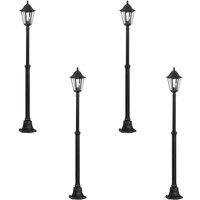 Loops 4 PACK IP44 Outdoor Bollard Light Black & Silver Lantern 2000mm Post 60W E27