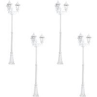 Loops 4 PACK IP44 Outdoor Bollard Light White Aluminium Lantern 3 Arm 60W E27 Post