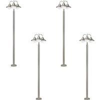 Loops 4 PACK IP44 Outdoor Bollard Light Stainless Steel 60W E27 Driveway Lamp Post in Metallics