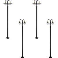 Loops 4 PACK IP44 Outdoor Bollard Light Black & Gold Curved Lamp Post 3x 60W E27