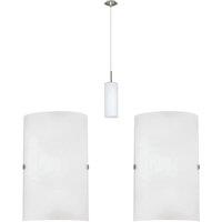 Loops Ceiling Pendant Light & 2x Matching Wall Lights Satin Nickel Glass Hanging Lamp in Metallics