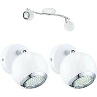 Loops Twin Ceiling Spot Light & 2x Matching Wall Lights White & Chrome Adjustable Head