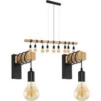 Loops Multi Bulb Ceiling Pendant Light & 2x Matching Wall Lights Black & Wood Trendy