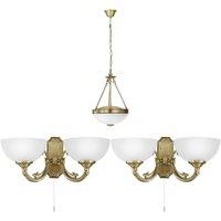 Loops Ceiling Pendant Light & 2x Matching Wall Lights Bronze & White Satin Glass Shade