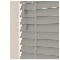 New Edge Blinds 50mm Fine Grain Slatted Faux Wood Venetian Blinds with Strings 120cm Drop in Grey | Size: 40 cm width x 130 cm drop