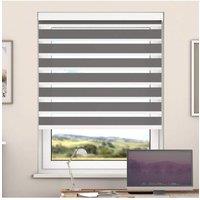 New Edge Blinds Metal Day & Night Zebra Roller Blind with Cassette in Mid Grey | Size: 70 cm width x 200 cm drop
