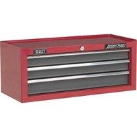 Loops 605 x 260 x 250mm RED 3 Drawer MID-BOX Tool Chest Lockable Storage Unit Cabinet