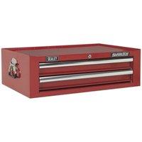 Loops 670 x 440 x 210mm RED 2 Drawer MID-BOX Tool Chest Lockable Storage Unit Cabinet