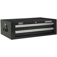 Loops 670 x 440 x 210mm BLACK 2 Drawer MID-BOX Tool Chest Lockable Storage Cabinet
