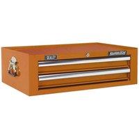 Loops 670 x 440 x 210mm ORANGE 2 Drawer MID-BOX Tool Chest Lockable Storage Cabinet