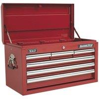 Loops 660 x 315 x 375mm RED 6 Drawer Topchest Tool Chest Lockable Storage Unit Cabinet