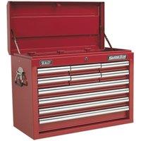 Loops 660 x 315 x 485mm RED 10 Drawer Topchest Tool Chest Lockable Storage Cabinet