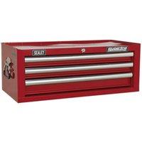 Loops 670 x 320 x 255mm RED 3 Drawer MID-BOX Tool Chest Lockable Storage Unit Cabinet