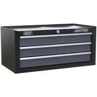 Loops 605 x 310 x 275mm BLACK 3 Drawer MID-BOX Tool Chest Lockable Storage Cabinet